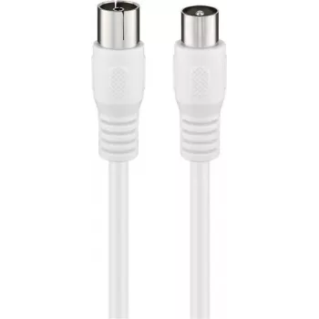 Wentronic Goobay koaksialinis antenos kabelis, Class A+ ekranavimas >85 dB, dvigubai ekranuotas, 75 omų, 1,5 m, baltas, Coax kištukas į Coax lizdą
