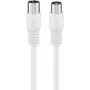 Wentronic Goobay koaksialinis antenos kabelis, Class A+ ekranavimas >85 dB, dvigubai ekranuotas, 75 omų, 1,5 m, baltas, Coax kištukas į Coax lizdą