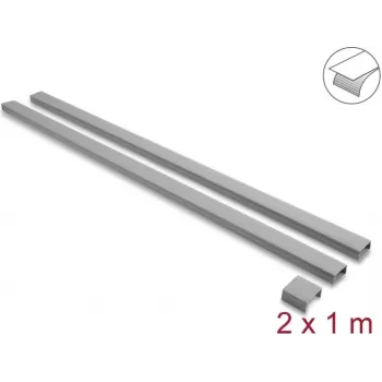 Delock lipnus kabelių kanalas su stumdomu dangteliu 30 x 14 mm, su jungtimi, 1 m, 2 vnt., pilkas