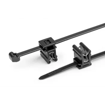 HellermannTyton T50ROSEC4A-PA66W-BK kabelio raištis su eglutės tipo tvirtinimo spaustuku, 200 mm x 4,6 mm, juodas, 100 vnt.