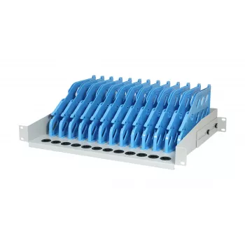 ALLNET 19 colių Rackmount planšetinių kompiuterių laikymo dėklas – 12 vietų metalinis įkrovimo ir organizavimo modulis iPad, planšetėms, išmaniesiems telefonams, 2U