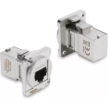 Delock D-Type modulis RJ45 lizdas-lizdas 90° kampu Cat.6A sidabrinis