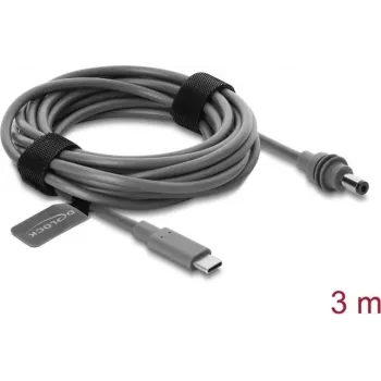 Delock USB Type-C™ į DC 5,5 x 2,1 mm maitinimo laidas, skirtas Starlink Mini, 3 m, pilkas
