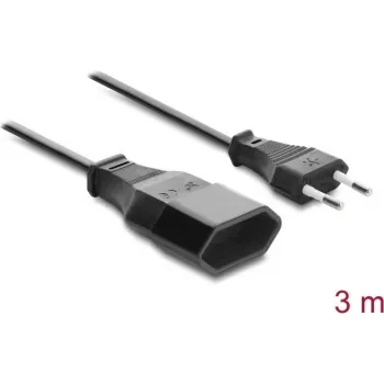 Delock Europlug prailginimo laidas CEE 7/16 kištukas į lizdą 2 x 0,75 mm², 3 m, juodas