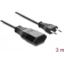 Delock Europlug prailginimo laidas CEE 7/16 kištukas į lizdą 2 x 0,75 mm², 3 m, juodas