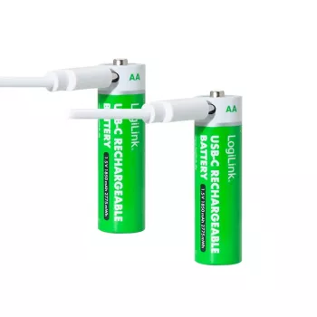 LogiLink LR6RCB2 įkraunamos AA ličio jonų baterijos su USB-C, 2 vnt., 1,5 V pastovi įtampa, 2600 mWh