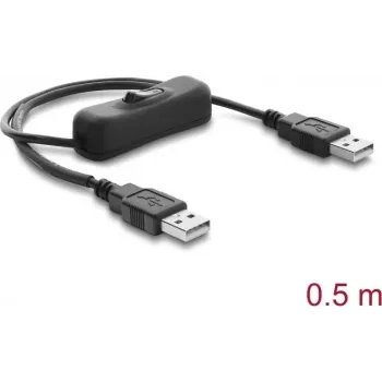 Delock USB maitinimo laidas Type-A kištukas–kištukas su jungikliu 0,5 m