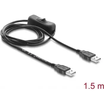 Delock USB maitinimo laidas Type-A vyras į vyrą su jungikliu 1,5 m