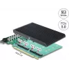 Delock PCI Express 5.0 x16 kortelė į 4 vidinius NVMe M.2 Key M su radiatoriumi - Bifurkacija