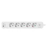 LogiLink LPS280U elektros ilgintuvas, 5 AC lizdai, 2 USB prievadai (USB-A ir USB-C), 17W, baltas