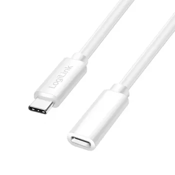 LogiLink USB 2.0 Type-C ilginimo laidas, C/M į C/F, 480 Mbps, 60W, baltas, 3 m