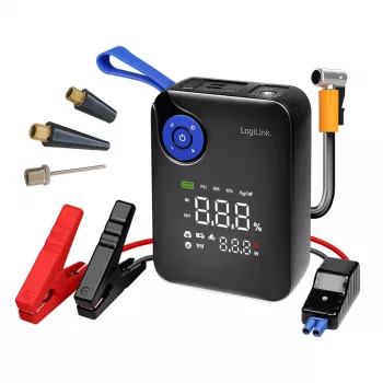 LogiLink PA0358 4-in-1 automobilio užvedimo starteris su oro kompresoriumi, 7200 mAh, 200A paleidimo srovė, LED žibintuvėlis
