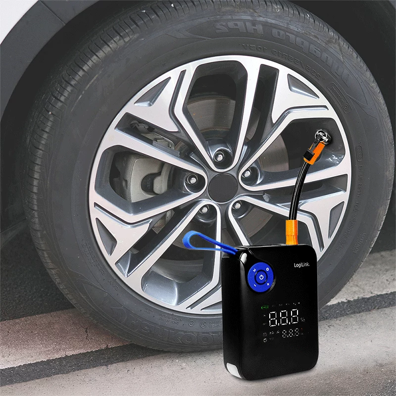 LogiLink PA0358 4-in-1 automobilio užvedimo starteris su oro kompresoriumi, 7200 mAh, 200A paleidimo srovė, LED žibintuvėlis