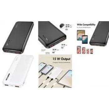 LogiLink PA0372W Power Bank 10000 mAh baltas - 20W PD & QC 3.0, dvigubas USB-A ir USB-C