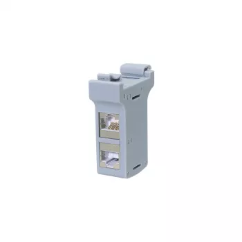 LogiLink DIN Rail tvirtinimo adapteris su 2 Cat.6A ekranuotais tiesiniais jungikliais, 10G, PoE++ (MP0079)