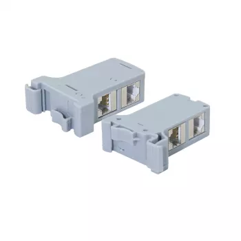 LogiLink DIN Rail tvirtinimo adapteris su 2 Cat.6A ekranuotais tiesiniais jungikliais, 10G, PoE++ (MP0079)