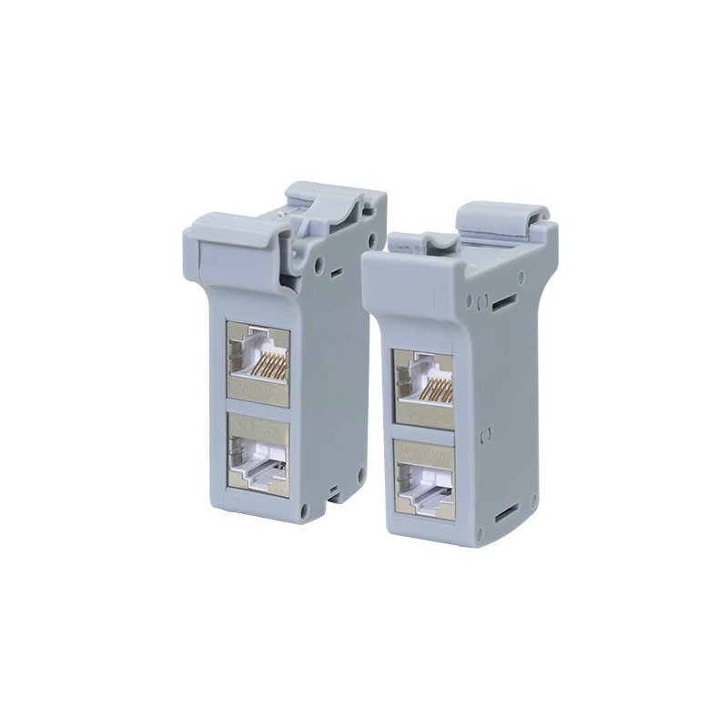 LogiLink DIN Rail tvirtinimo adapteris su 2 Cat.6A ekranuotais tiesiniais jungikliais, 10G, PoE++ (MP0079)