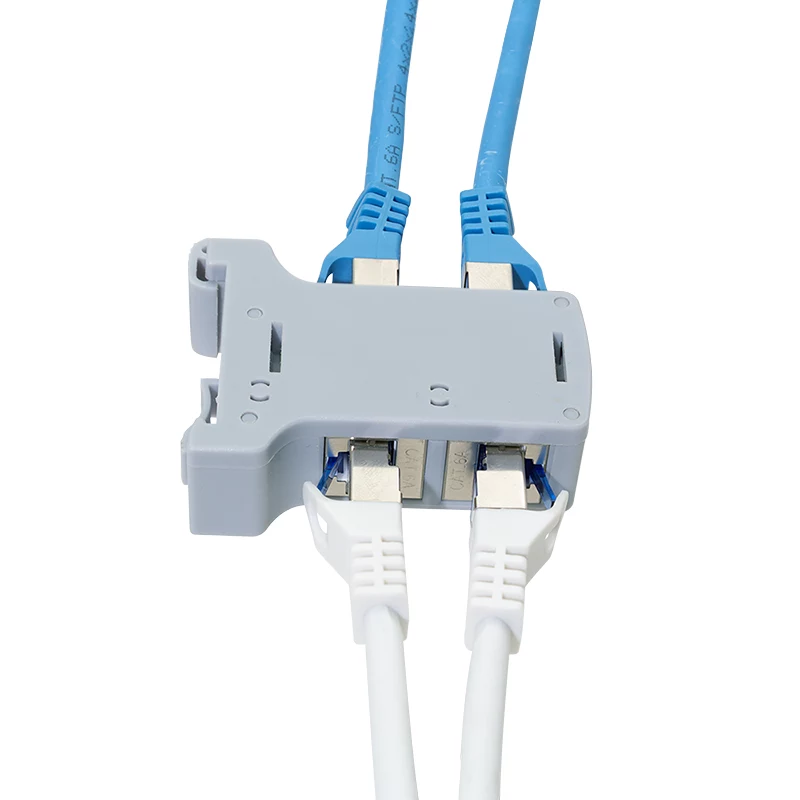 LogiLink DIN Rail tvirtinimo adapteris su 2 Cat.6A ekranuotais tiesiniais jungikliais, 10G, PoE++ (MP0079)