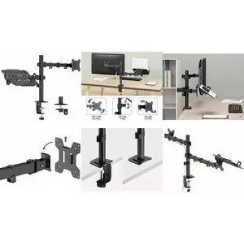 LogiLink BP0220 Monitoriaus ir nešiojamojo kompiuterio stalinis laikiklis, 17–32 colių, 10 kg monitoriui, 9 kg nešiojamajam, juodas