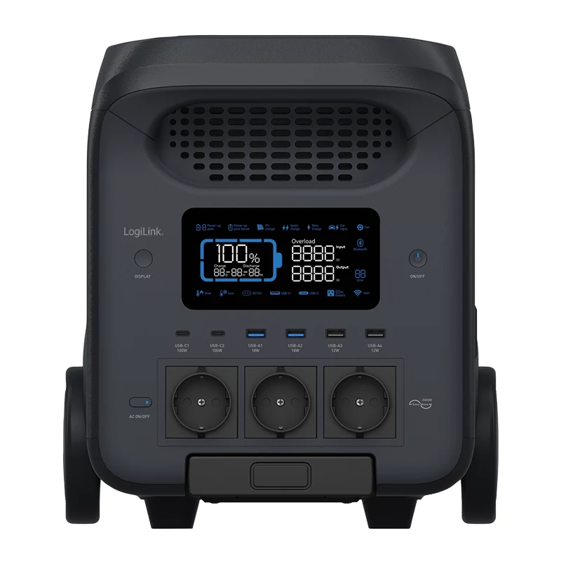 LOGILINK PPS3000 nešiojama elektrinė stotis, 3000W LiFePO4, 2560Wh, Tuya Smart, UPS