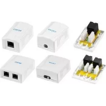 LogiLink Cat.6A paviršinio montavimo dėžutė su 1 RJ45 prievadu, balta (RAL 9003)