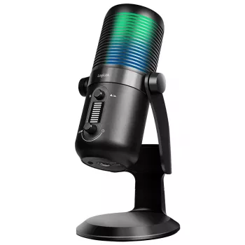 LogiLink USB kondensatorinis mikrofonas su RGB apšvietimu, kardiode/omnidirekcinis, 20 Hz – 20 kHz, juodas (HS0059)