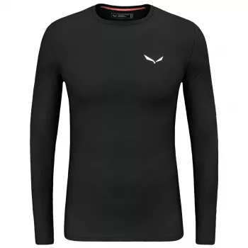 Salewa Cristallo Warm Amr L/S vyriški marškinėliai ilgomis rankovėmis iš alpinės merino vilnos - juoda