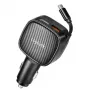 LogiLink USB automobilinis įkroviklis, 3 prievadai su įtraukiamu USB-C laidu, 60W, PD, QC, juodas