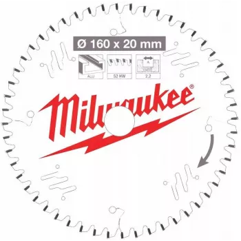 Milwaukee diskinis pjūklo diskas 160x20x2,2x52z TF aliuminiui