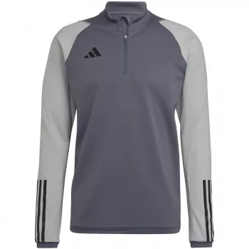 adidas Tiro 23 Competition treniruočių viršus vyrams Team Grey Four, siauras kirpimas, ketvirčio užtrauktukas, ilgomis rankovėmis, AEROREADY, perdirbtas poliesteris HU1316
