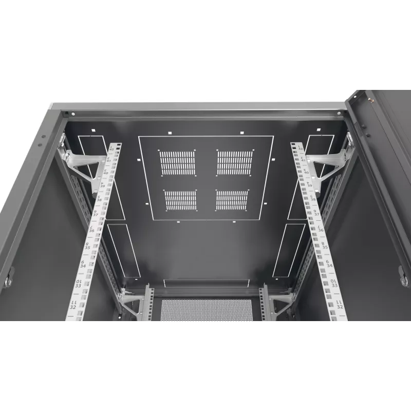 EFB PRO 33U 800x800 mm serverio spinta RAL9005 su perforuotomis priekinėmis ir galinėmis durimis