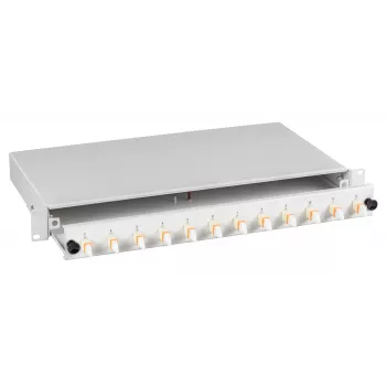 EFB Elektronik BA71533.24 24 prievadų E2000/APC vienmodis 1U stelažinis šviesolaidžio sujungimo dėžutė su pigtails, OS2
