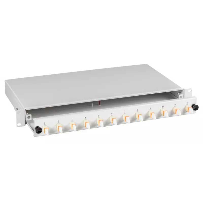 EFB Elektronik BA71533.24 24 prievadų E2000/APC vienmodis 1U stelažinis šviesolaidžio sujungimo dėžutė su pigtails, OS2