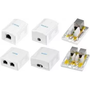 LogiLink NP0097 Cat.6A paviršiaus montavimo dėžutė, 2x RJ45, ekranuota, balta