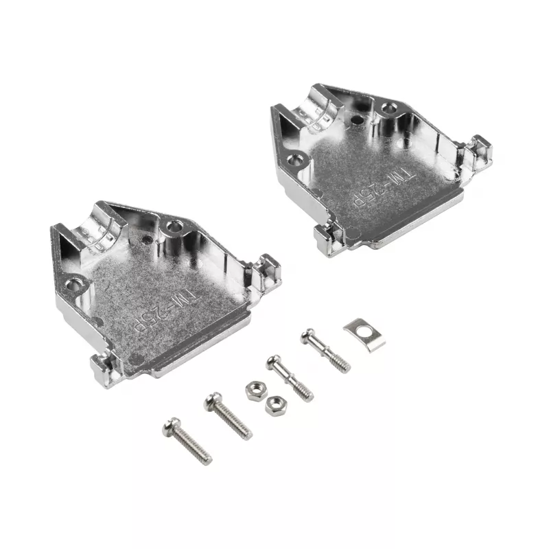 EFB Elektronik 29432.1V2 pilno metalo gaubtas E-GP25G su kabelio įtempimo apsauga, D-Sub 25 kontaktų, EMI/RFI ekranuotas, cinko lydinys, sidabrinis