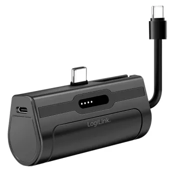 LogiLink Mobile Power Bank, LiPo, 4500 mAh, įmontuotu USB-C kištuku, juoda