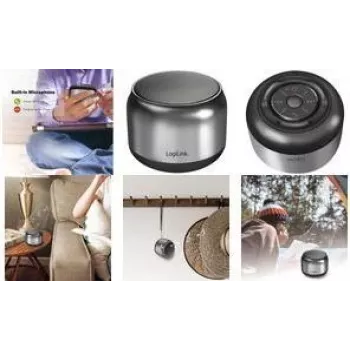 LogiLink SP0063H Bluetooth 5.1 TWS nešiojamas garsiakalbis, tamsiai pilka/juoda, laisvų rankų įranga, 10 m veikimo nuotolis