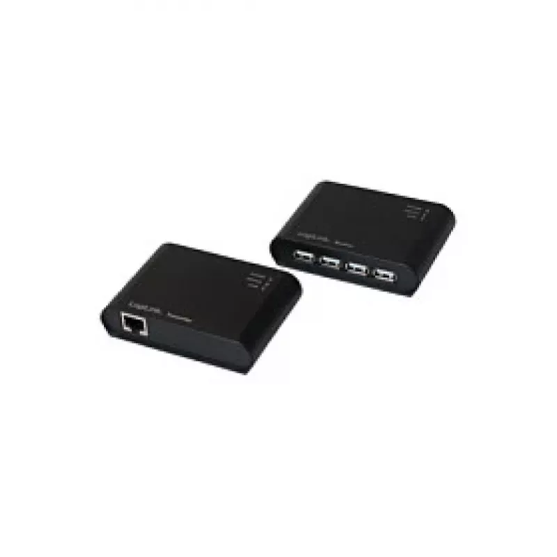 LogiLink USB 2.0 Cat.5 ilgintuvas su 4 prievadų šakotuvu, 50 m, juodas
