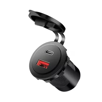 LogiLink PA0330 įmontuojamas automobilio USB įkroviklis, USB-A + USB-C, 60 W, Power Delivery, juodas
