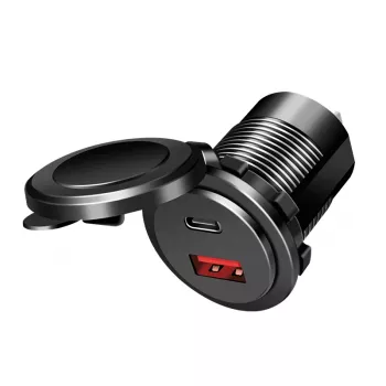 LogiLink PA0330 įmontuojamas automobilio USB įkroviklis, USB-A + USB-C, 60 W, Power Delivery, juodas