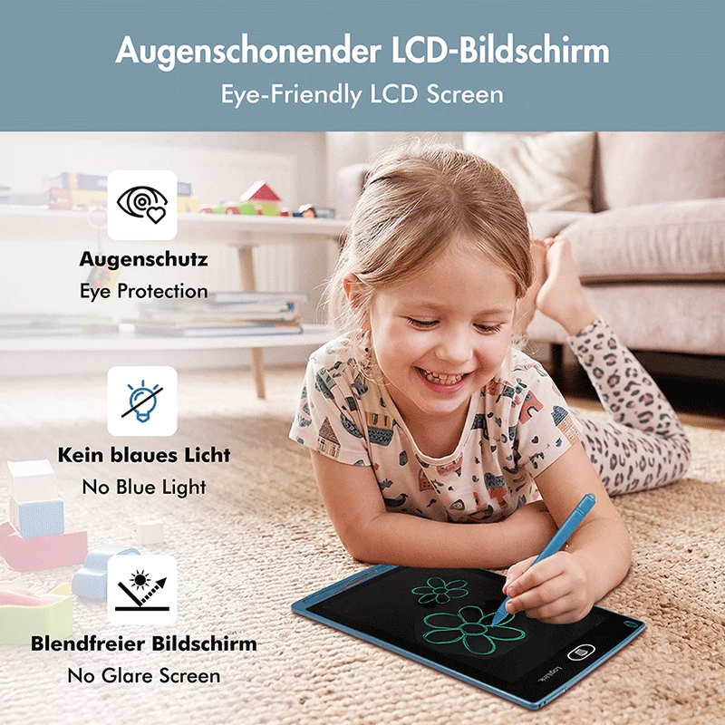 LogiLink LCD rašymo planšetė 8.5, vienos spalvos, su 2 magnetais, mėlyna