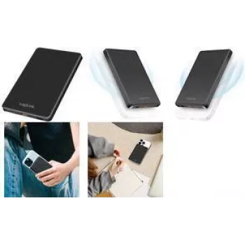 LogiLink PA0352 Magnetinė belaidė Power Bank 5000 mAh 20W PD USB-C juoda