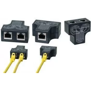 LogiLink RJ45 prievado daliklis, T adapteris, 1x RJ45 lizdas į 2x RJ45 lizdus, 10/100 BaseT, juodas (MP0137)