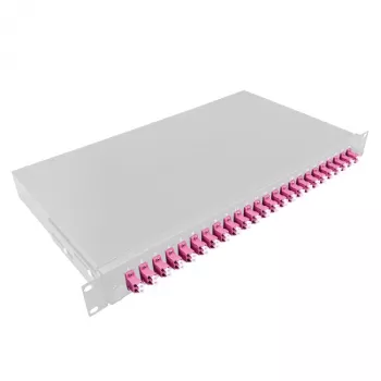 LogiLink F24LC4G 24 prievadų LC Duplex šviesolaidžio skirstymo panelė, 1U 19 inch stelažui, pilko plieno