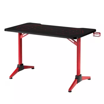 LogiLink Gaming stalas, 120x60 cm, grūdinto stiklo paviršius su RGB apšvietimu, raudonas rėmas