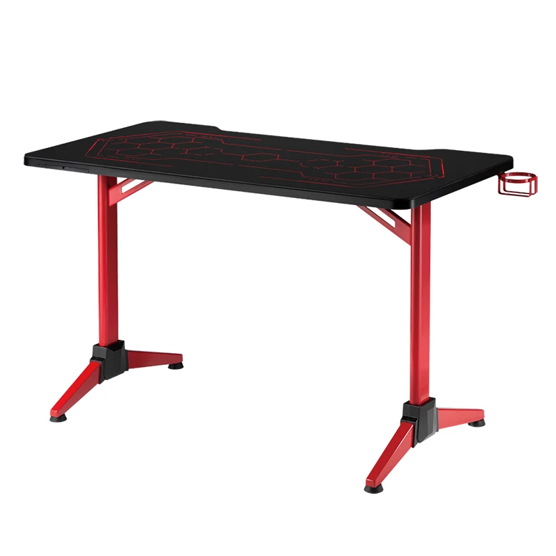 LogiLink Gaming stalas, 120x60 cm, grūdinto stiklo paviršius su RGB apšvietimu, raudonas rėmas