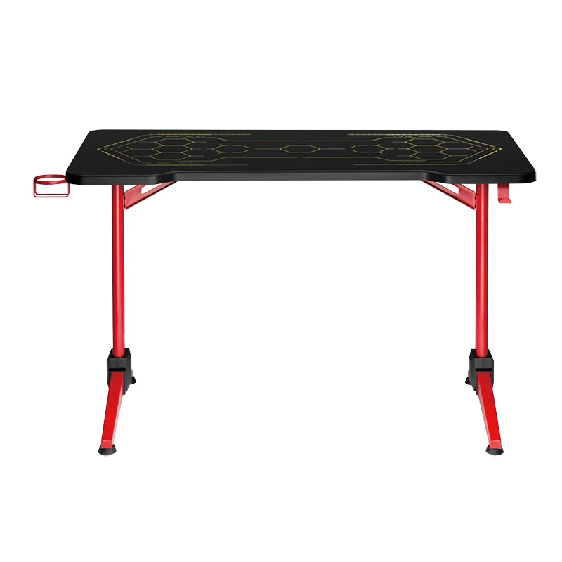 LogiLink Gaming stalas, 120x60 cm, grūdinto stiklo paviršius su RGB apšvietimu, raudonas rėmas