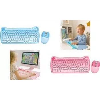 LogiLink Kids Keyboard 2.4G belaidis klaviatūros ir pelės rinkinys, rožinis