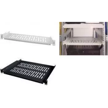 LogiLink SF1C40B 19 colių fiksuota lentyna 1U, 300 mm gylio, juoda RAL 9005, plieninė, max 15 kg
