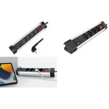 LogiLink LPS278U stalinis ilgintuvas, 4 AC lizdai, USB-A QC 3.0 ir USB-C PD 3.0, 1,5 m laidas, juodas/sidabrinis